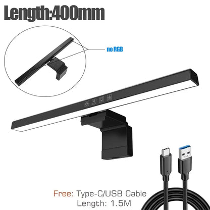 Black 60cm rgb led monitor light bar with sleek design and integrated mounting bracket for hanging light dimming