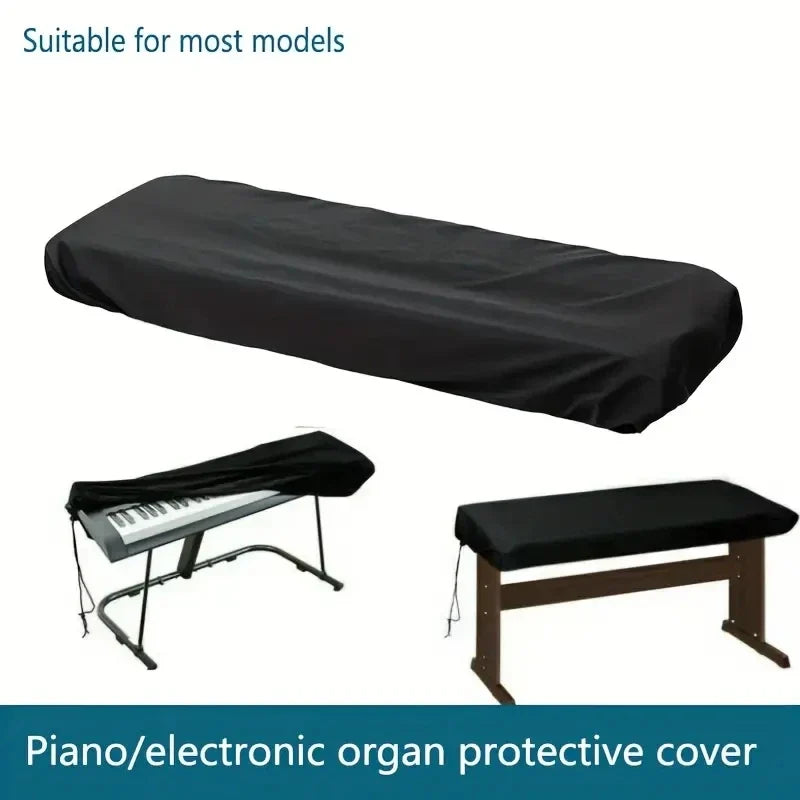 Black fabric piano cover dust cover for 61 88 key digital electronic keyboards breathable and heat radiation resistant