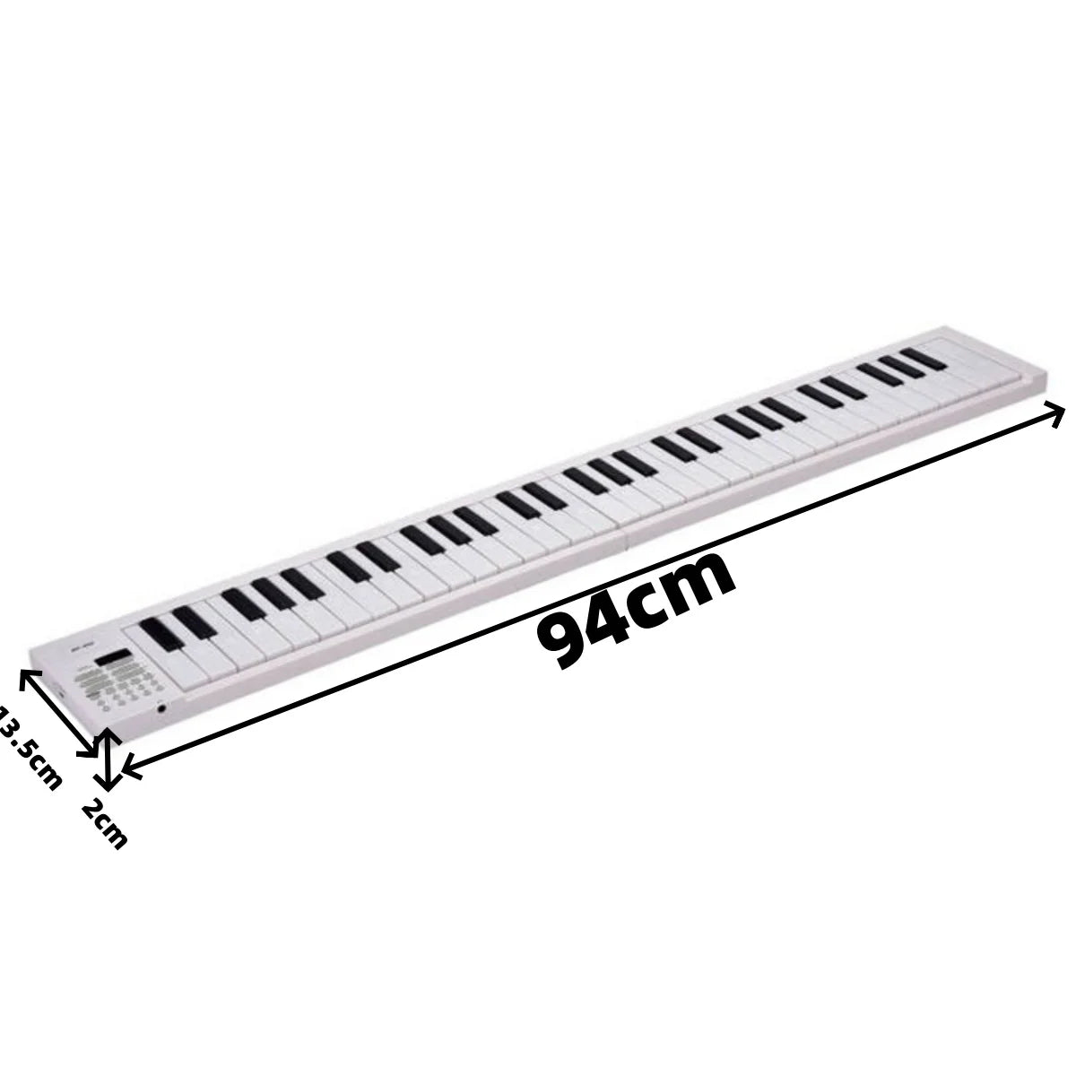 White 94cm foldable electronic piano with black and white keys featuring built-in battery electronic keyboard musical instrument