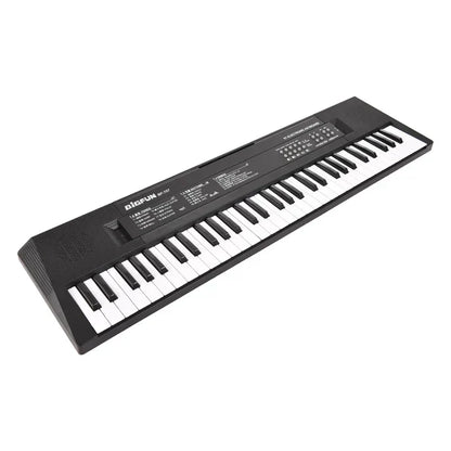 Black bigfun 61 key mini electronic piano with standard keys features rhythms microphone recording and dual power portable design