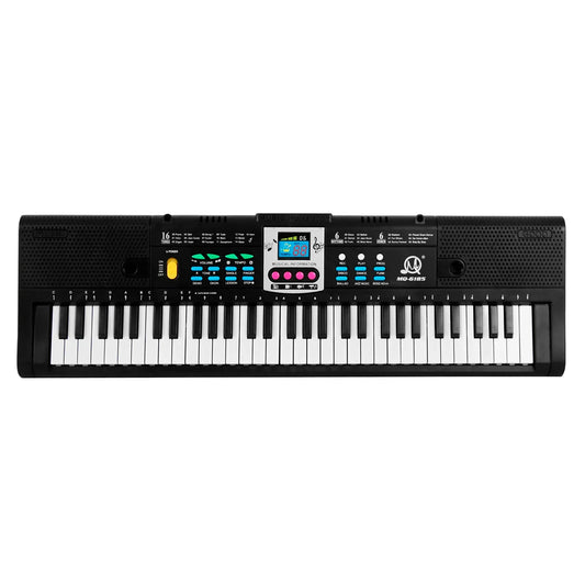 Black plastic electronic keyboard kids with 61 keys colorful buttons digital display and microphone function musical