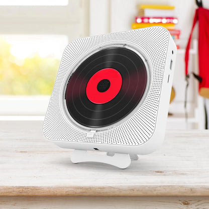 KC-909 Portable CD Player Built-in Speaker Stereo with Double 3.5mm Headphones Jack LED Screen Wall Mountable CD Music Player