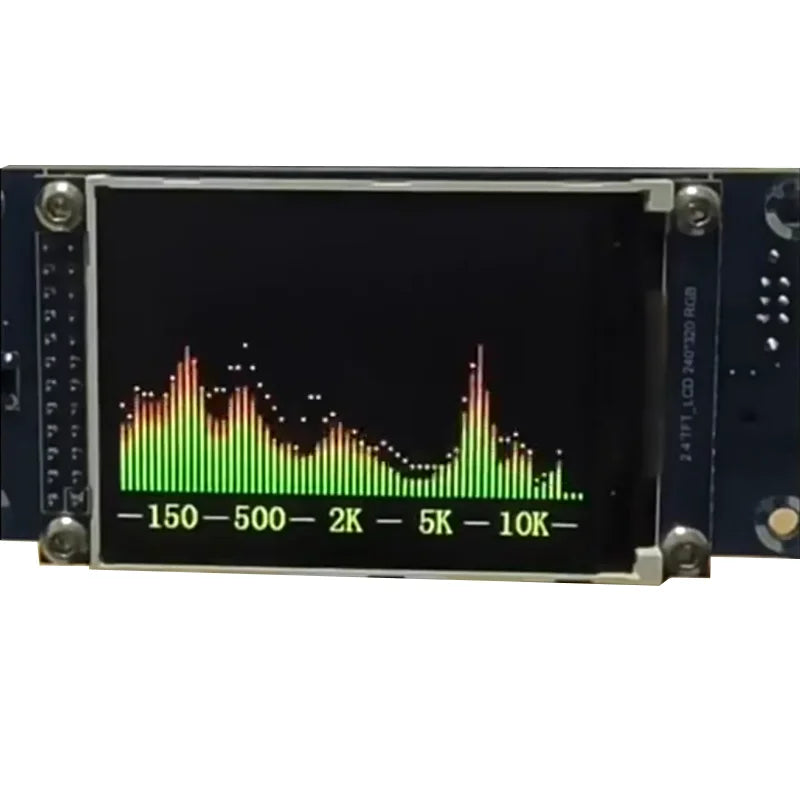 2.4-inch true color music spectrometer with colorful audio frequency spectrum and 3.5mm input five display on black circuit board