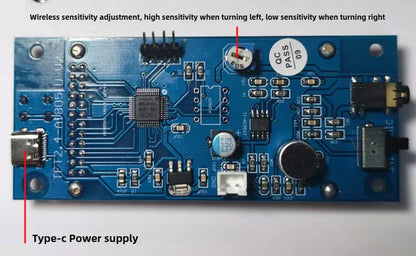 Blue printed circuit board of music spectrometer with type-c power port and wireless sensitivity for 5mm input five true color display
