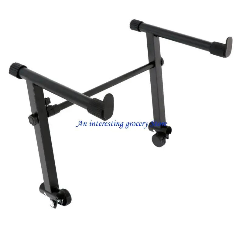 Black metal 652d piano extension second tiers stand with adjustable arms and caster wheels for electric piano use