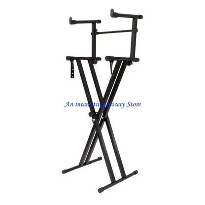 Black metal electric piano second tiers stand 652d piano extension with adjustable height and dual-keyboard support