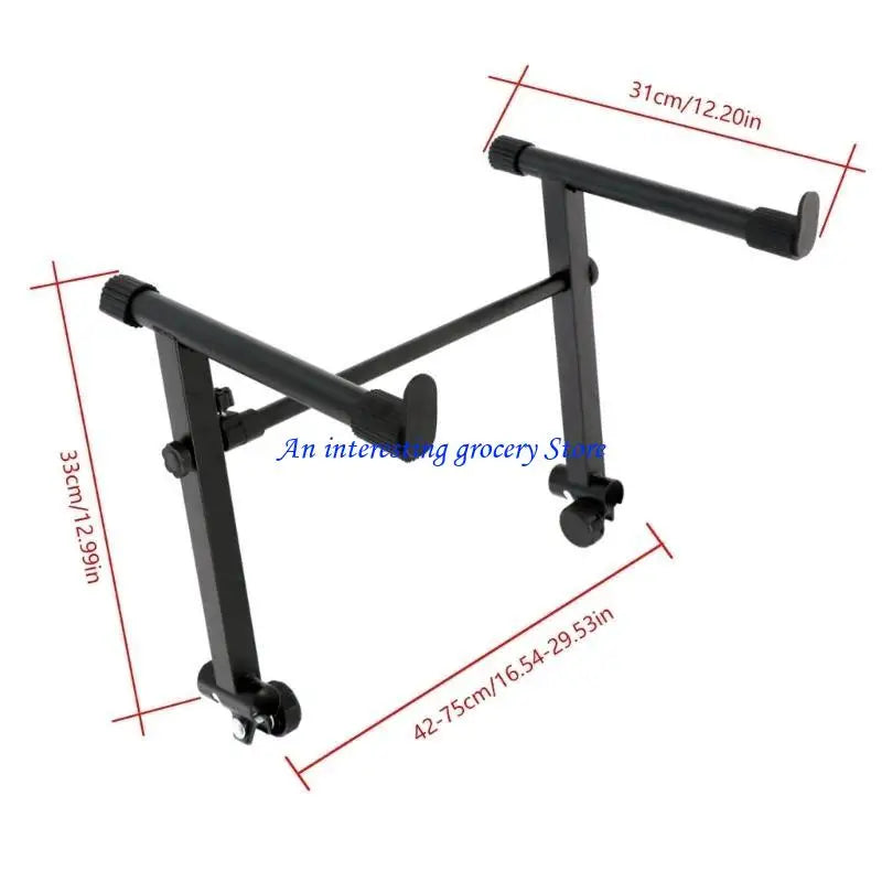 Black metal 652d piano extension stand with adjustable height and caster wheels for electric piano second tiers stand