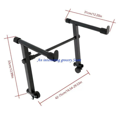 Black metal 652d piano extension stand with adjustable height and caster wheels for electric piano second tiers stand