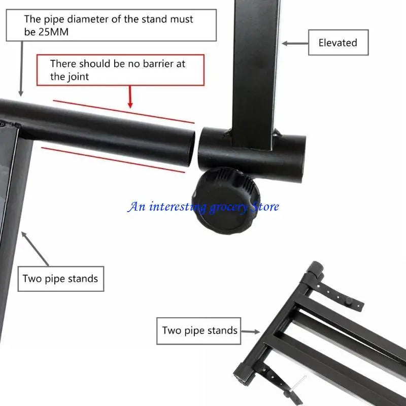 Black metal 652d piano extension electric piano second tiers stand with elevated joint and 25mm diameter tubing