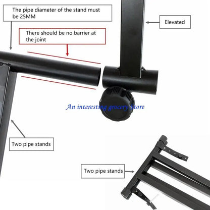 Black metal 652d piano extension electric piano second tiers stand with elevated joint and 25mm diameter tubing