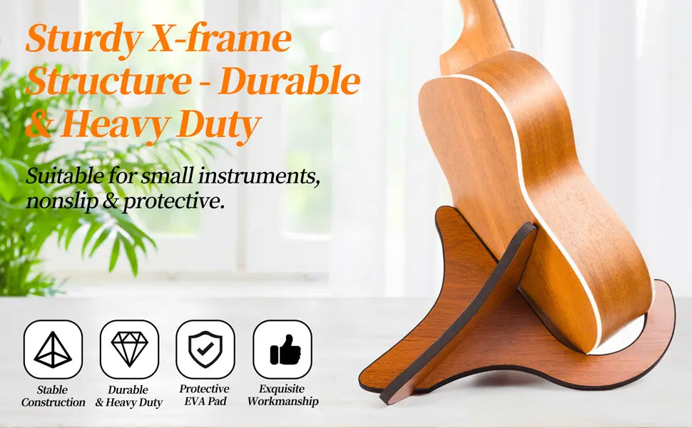 Wooden Ukelele Stand Holder Musical Instrument Stand Concert Portable Wood Stand For Small Guitar Violin Banjo