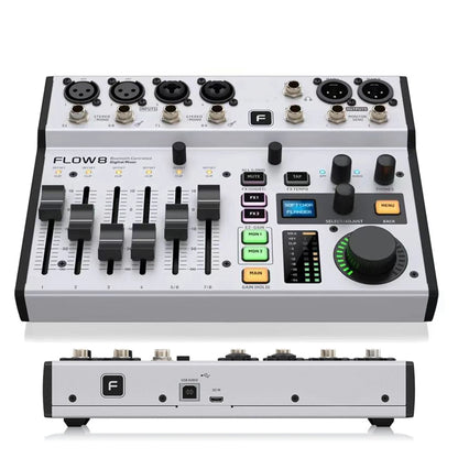 BEHRNER FLOW8 8-Input Digital Mixer with Bluetooth Mixer Audio Processor And App Control 2 FX Processors And USB/Audio