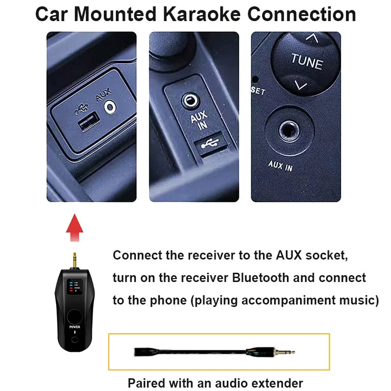 UHF Wireless Handheld Dynamic Karaoke Microphone Bluetooth Receiver Performing Professional Home Reverb High and Low Bass Mic