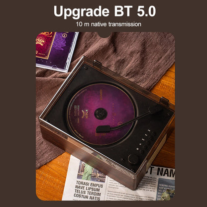 Retro CD Player Rechargeable Wireless Bluetooth 5.0 Speaker Portable Home Music Player USB 3.5mm AUX Desktop CD Player for Phone