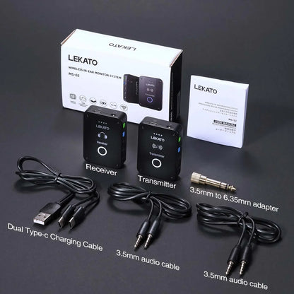 Live Band Studio Stereo Iem with Beltpack Transmitter & Auto Pairing Lekato Ms02 2.4G Wireless In-Ear Monitor System