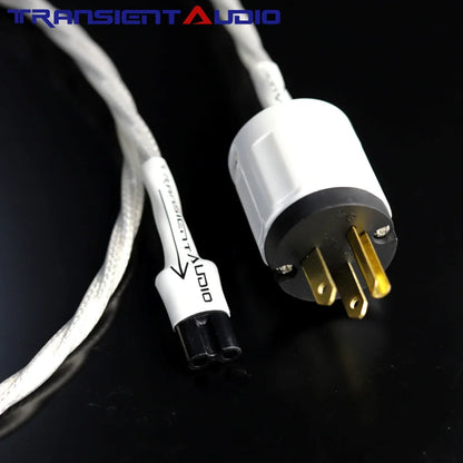 7NOCC Audiophile-grade audio power cord featuring single-crystal copper with silver plating and an mini8-shaped tail connector