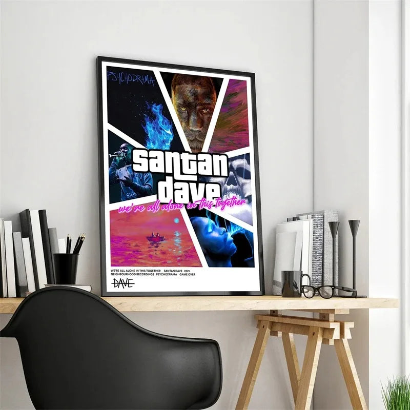 Pop Rapper Music Album Cover DAVE Poster Aesthetic Hip Hop Rock Were All Alone In This Together Canva Print Wall Art Room Decor