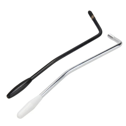 Black and chrome l-shaped electric guitar tremolo tuning keys with textured grips for tremolo arm metal replacement parts