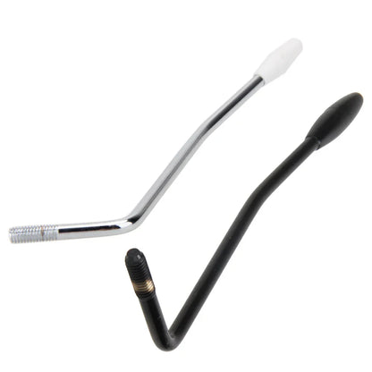 Two electric guitar tremolo handles with 6mm metal arms in chrome with white tip and black with black tip