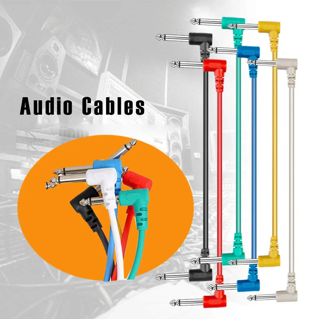 Set of 6pcs audio cable with colorful right angle metallic connectors for electric guitar bass instrument parts accessories