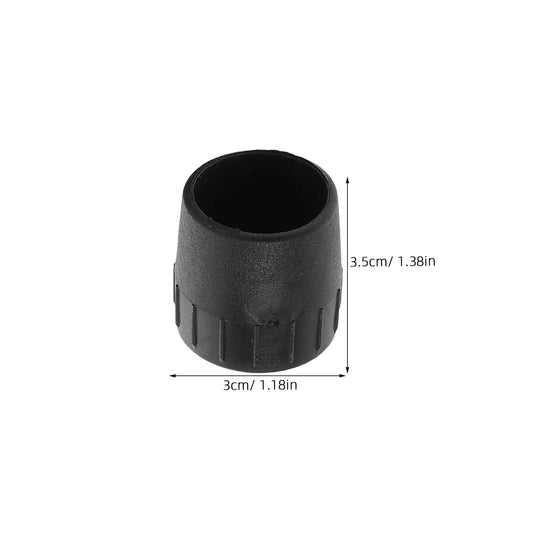 Black plastic microphone stand foot cap with textured ridges and hollow center for tube rubber base studio stage recording