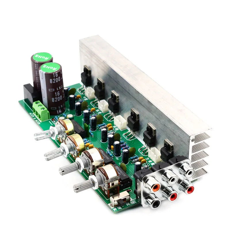 Green circuit board 6x18w tda2030 audio amplifier with aluminum heatsink knobs rca jacks for amplifiers surround center subwoofer power amplifiers