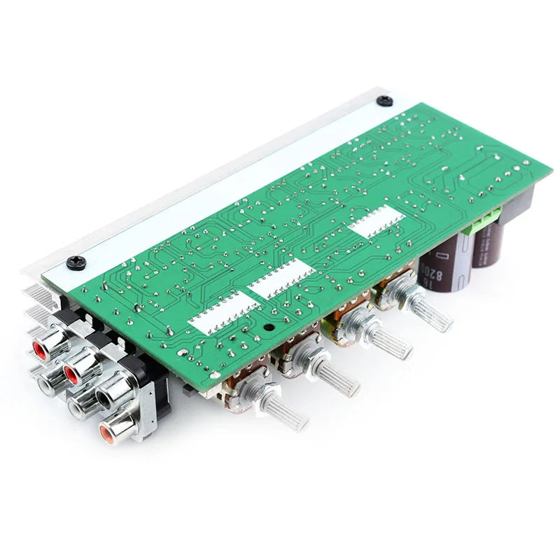 Green circuit board 6x18w tda2030 audio amplifier board with silver knobs and rca connectors for amplifiers surround center and subwoofer power amplifiers