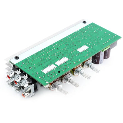 Green circuit board 6x18w tda2030 audio amplifier board with silver knobs and rca connectors for amplifiers surround center and subwoofer power amplifiers