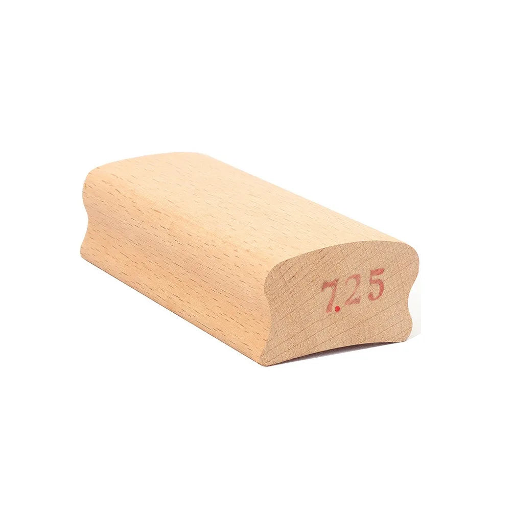 Light-colored wooden guitar radius sanding block with 7.25 inch size for parts arc polishing and fret leveling
