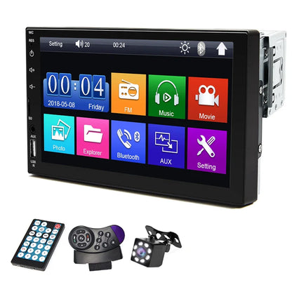 Black 7-inch din mp5 multimedia player hd touch car radio with usb bt mirror controls and rearview camera included