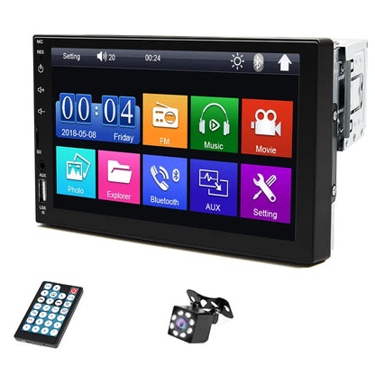 Black 7 inch din mp5 multimedia player hd touch car stereo with usb bt mirror link and remote control with rearview camera
