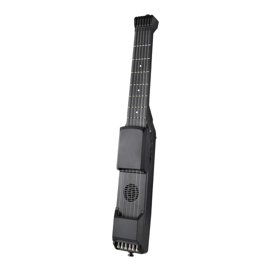Black foldable frets smart electric guitar with built-in speaker for guitar silent practice and digital tuner metronome function