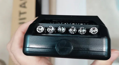 Black plastic flashlight with six silver led bulbs designed for 7 frets smart electric guitar silent digital tuner metronome use
