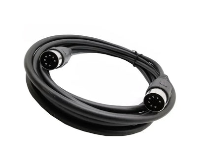 Black coiled 7 pin din male midi cable with male controller interface connectors for type beat music use