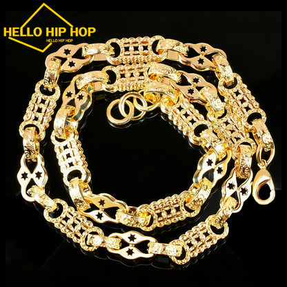 Men's Hip Hop Necklace Chain Gold Silver Color 10mm 18K Plated Copper Cuban Link Fashion Punk Jewelry For Gift