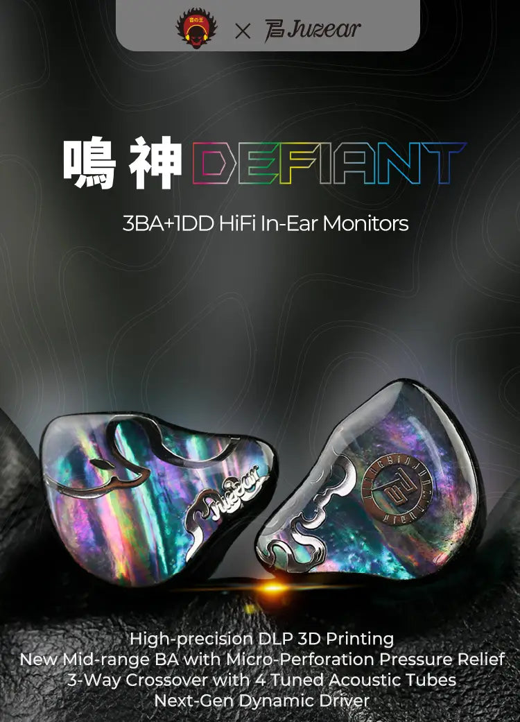 JUZEAR x Z Reviews Defiant 1DD + 3BA Hybrid In-ear Earphones 3-Way Crossover HiFi Headset with 3.5 + 4.4mm Replaceable Plugs Cable