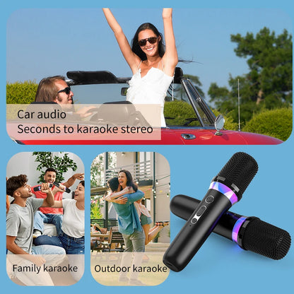 DS-K2 Karaoke Companion Bluetooth 5.3 Wireless Dynamic Microphones RGB Colorful Light Stereo DSP Mixer System For Wired Speaker