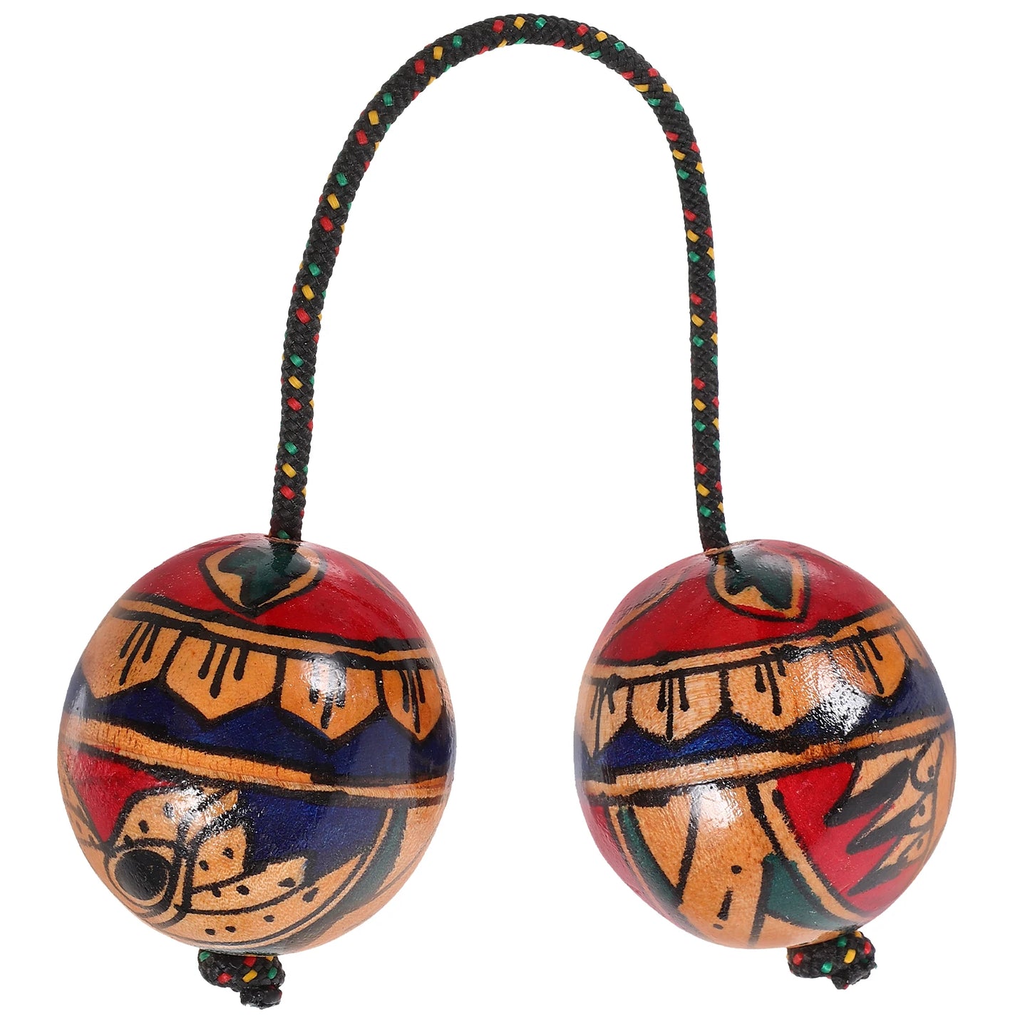 Aslatuas Hand Painted Wooden African Rhythmic Balls Kashaka Shaker Percussion Instrument for Party Music