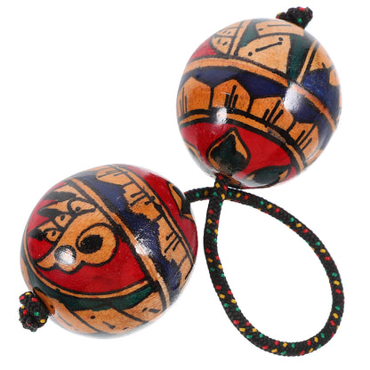 Aslatuas Hand Painted Wooden African Rhythmic Balls Kashaka Shaker Percussion Instrument for Party Music