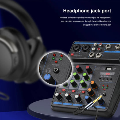 4 Channel Mixer Dj Mixing Console Met Bluetooth 48V Phantom Power Monitor Karaoke Systeem Usb Mixer Audio