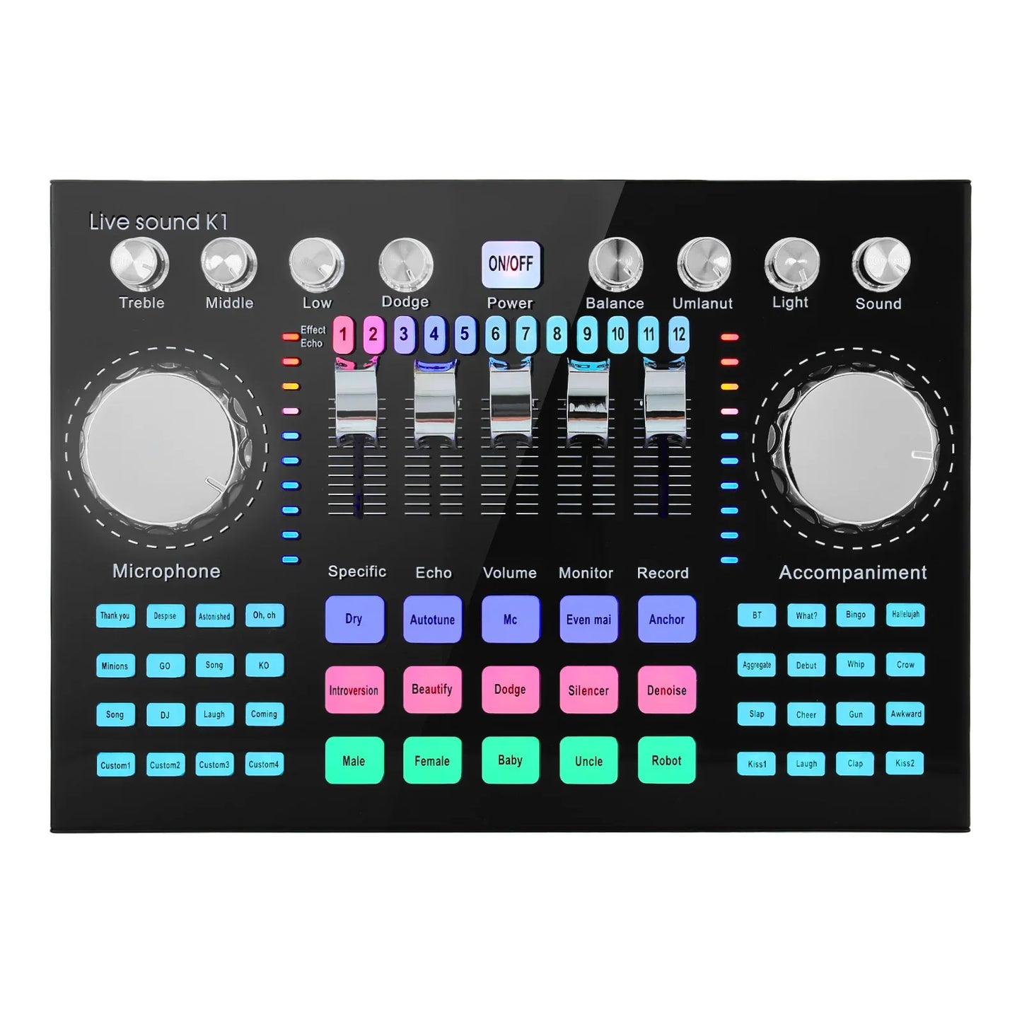 Live Sound Card Audio Mixer DJ Equipment Professional Karaoke Sound Card Effects Processors for Music Recorder Live Broadcast