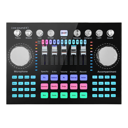 Live Sound Card Audio Mixer DJ Equipment Professional Karaoke Sound Card Effects Processors for Music Recorder Live Broadcast