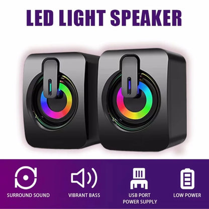 Computer Speakers PC Sound Box HIFI Stereo Microphone with LED Light for Desktop Computer Surround Music RGB Gaming Speakers