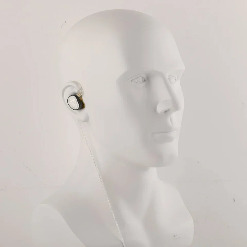 In-ear wireless earbud 7hz elua ultra dual with sleek white and black glossy finish and premium detachable cable