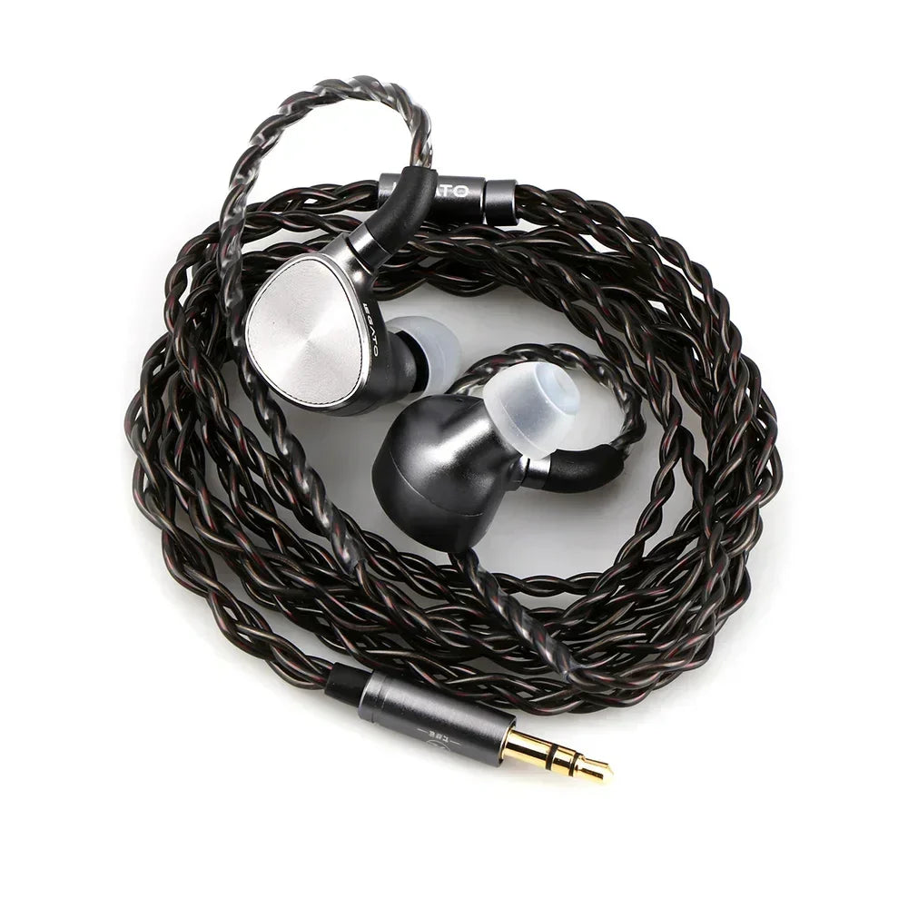 Black and silver 7hz legato headphone 2dd dual dynamic driver in-ear monitors with detachable occ 78mm 2pin cable