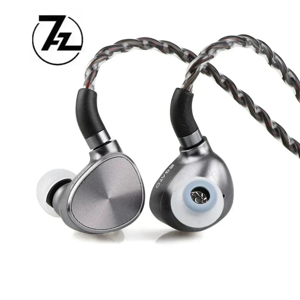 Silver and black 7hz legato headphone 2dd hi fi iem monitor dual dynamic driver earphone with brushed metal housing
