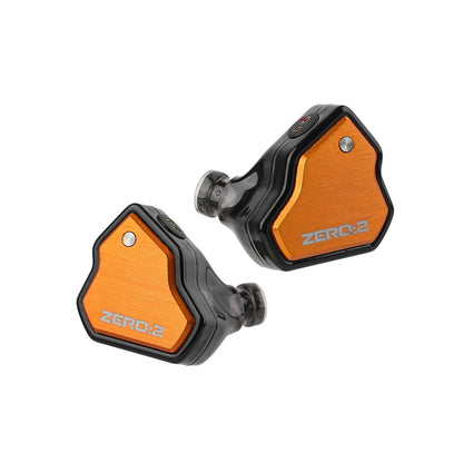 Orange and black 7hz x crinacle zero 2 iem wired earbuds with brushed metal finish and 10mm dynamic driver