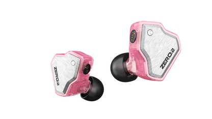 7hz x crinacle zero 2 in-ear monitors with translucent pink casing silver brushed metal accents and 10mm dynamic driver