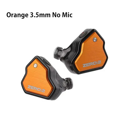 Orange and black 7hz x crinacle zero 2 inlaid earphones with brushed metal finish and ofc iem cable for gaming and music