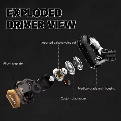 Black and gold 7hz x crinacle zero 2 iem with dalkoku voice coil alloy faceplate and ofc iem cable for musicians